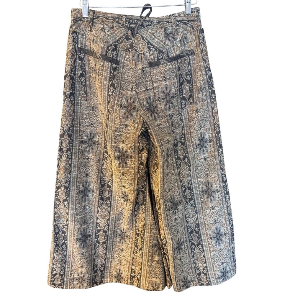 NWT $198 Free People Sz 6 Dahlia Brown Tapestry Wide Leg Linen Blend Pants Boho - Picture 4 of 9